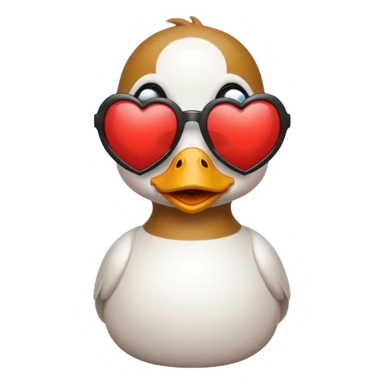 Make a frame emoji and inside it is a duck wearing red heart sunnies and the background is sky or anything blue sticker
