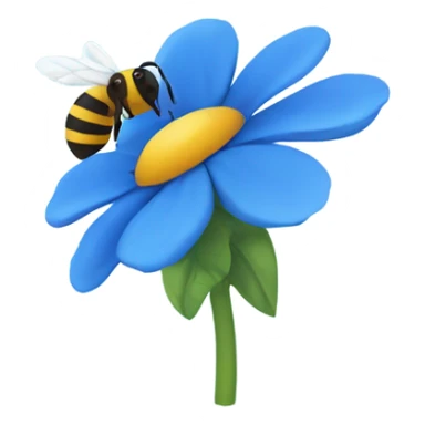 Blue flower with a bee sticker