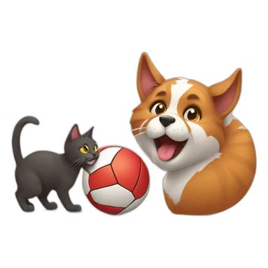 the cat is playing ball with the dog sticker
