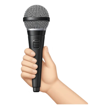 Uma mão segurando um microfone sticker