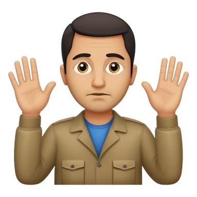 surrenders, portray an authentic 1980 Iraqi with a sad face and raised hands sticker