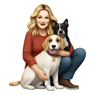 Drew Barrymore With Her Dog Douglas  sticker