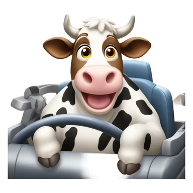 Cow riding a rollercoaster sticker