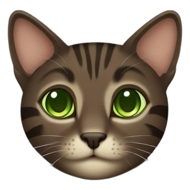 Dark Brown cat with darker stripes and Green eyes sticker