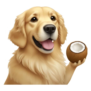 golden retriever with coconut in hand sticker