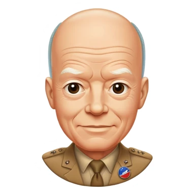 Eisenhower with his famous 'I Like Ike' campaign button and friendly expression sticker