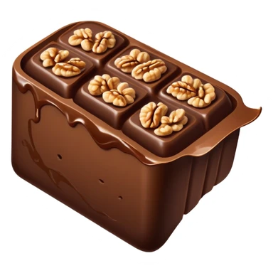 Oblong Tree-log-shaped-chocolate with marsipan swirled inside and with walnuts on top  without leaves sticker