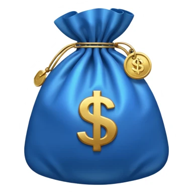 blue coins inside a money bag  sticker