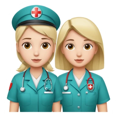 A young medic (woman) attending to a person at the local hospital sticker