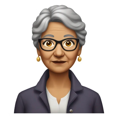 senior full bodied metis woman with short dark ghair and glasses sticker