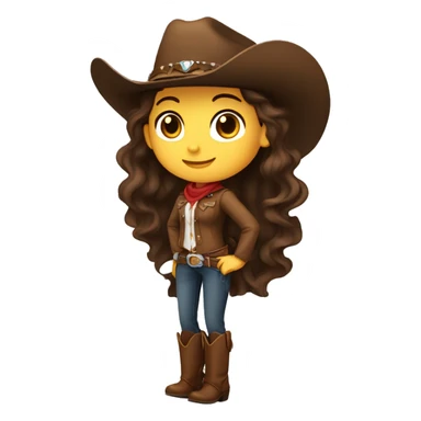 A girl with a dark brown cowboy hat with brown wavy hair and a Western saddle and Western bridle in her hand sticker