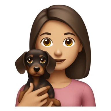 Brunette girl with dachshund dog sticker