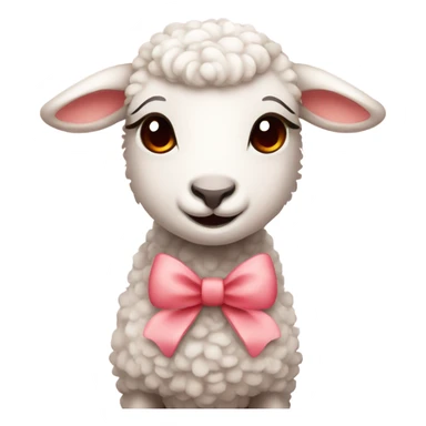 lamb, red eyes, pale pink bow sticker