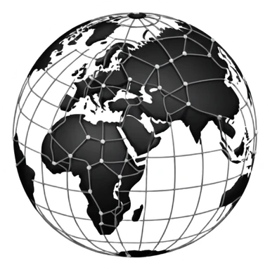 globe with alternating white and black network connections sticker