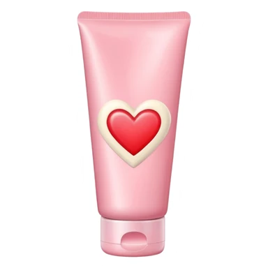 A pastel pink cream lotion tube with a red heart label on it sticker