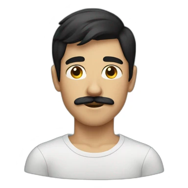 Teenboy with medium Short black hair and mustache sticker