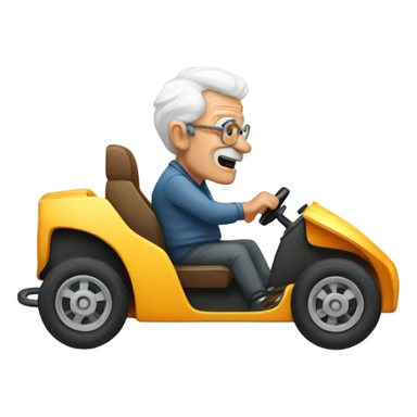 Old man driving a gokart sticker