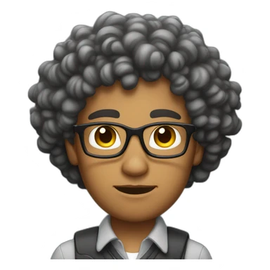 mixed race half black computer nerd muscles no glasses curly hair stern look sticker
