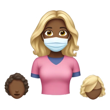 brownskin girl with blonde hair and a face mask sticker