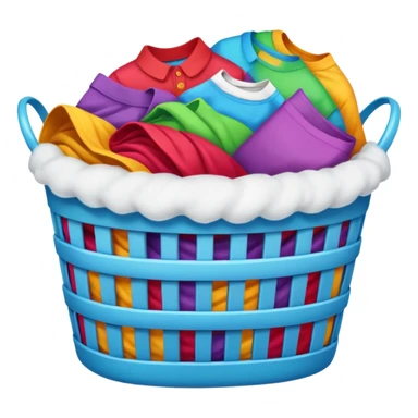 laundry basket with bright multicolored clothes inside sticker