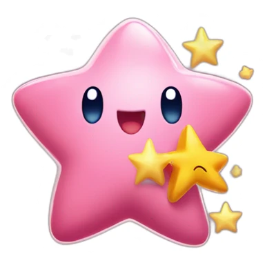 cute happy Kirby holding a star sticker