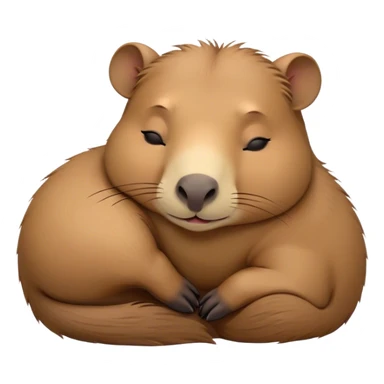Meme-Worthy cute Sleeping Capybara Portrait Emoji, Head resting peacefully with a contented smile, showcasing luxuriously soft, fluffy fur and eyes gently closed in serene slumber, Simplified yet hilariously adorable features, highly detailed, glowing with a soft, drowsy natural light, high shine, relaxed and utterly lovable, stylized with an air of playful laziness, bright and heartwarming, soft glowing outline, capturing the essence of a sleeping capybara that feels destined to become the next viral sensation of adorable rest! sticker