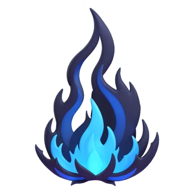 stylized black flame with blue highlights sticker