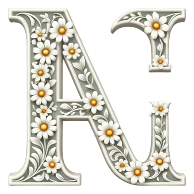 White flowery romantic alphabet letter sticker