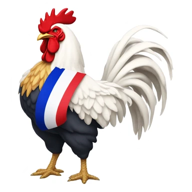 rooster with muscles and french flag sticker