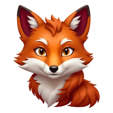 Cinematic Noble Fox Portrait Emoji, Poised and regal, with a lithe, agile build and a lush, fiery red Fur accented by white markings on the chest and tip of the tail, deep-set soulful amber eyes, Simplified yet sharp and sophisticated features, highly detailed, glowing with a warm, dignified glow, high shine, intelligent and cunning, stylized with an air of wild elegance, focused and attentive, soft glowing outline, capturing the essence of a watchful and confident forest wanderer, so majestic it feels as though it could dash out of the screen with effortless authority! sticker
