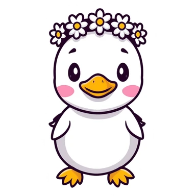 tiny duckling with flower crown sticker