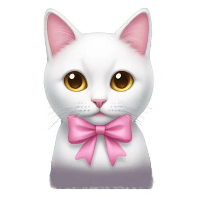 pink bow on white cat sticker