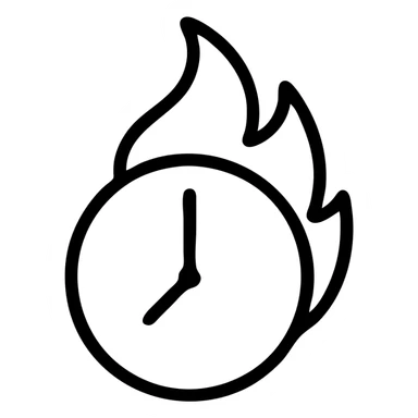 outlined clock on fire icon sticker