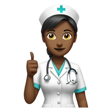 Nurse holding up thumbs down sticker