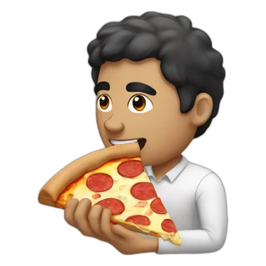 Man with black hair eating pizza sticker
