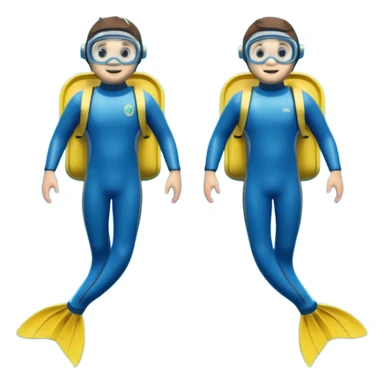 A 3D cartoon pair of diving flippers on a white background, shiny rubber texture, Memoji-style rendering. sticker