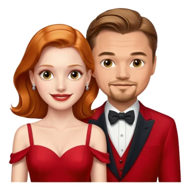 leonardo di caprio and Jessica Chastain in a red dress sticker