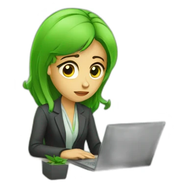 marketer-girl-office-sad-green sticker