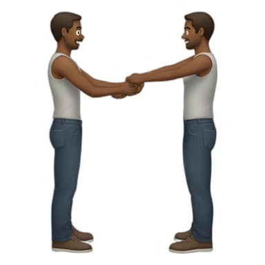 A man puts pants on his arm sticker