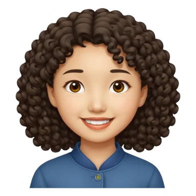 asian girl with young curly hair sticker
