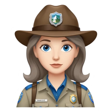 white woman park ranger with brown and gray hair and blue eyes sticker