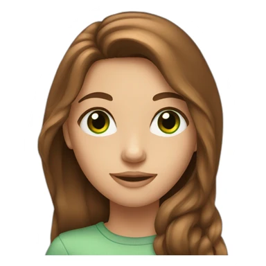 Girl with long brown hair and green eyes sticker