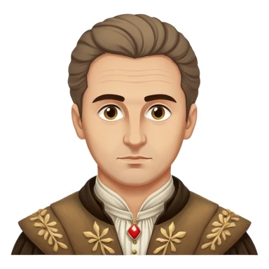 Cinematic Realistic Marko Marulić Portrait Emoji, depicted as a celebrated Croatian writer with a reflective expression and period clothing, rendered with rich textures and warm literary lighting that captures his historical influence. sticker