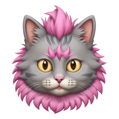 grey cat sitting with pink mohawk sticker
