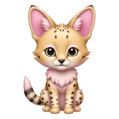 Whitish pastel-rosy-pink chibi cute elegant furry kawaii Serval sticker