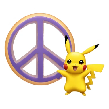Pikachu with a peace sign sticker