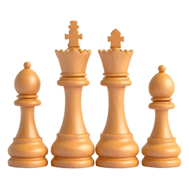 three chess pawns, 3D style, light wood, smooth, premium, grouped together, no text sticker
