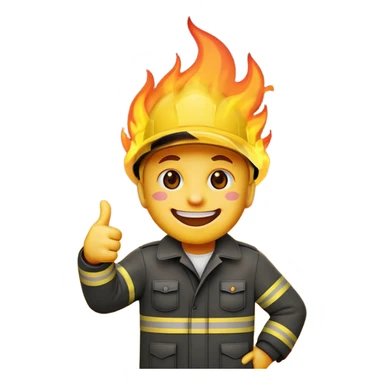 Emoji giving thumbs up while building is burning behind him sticker