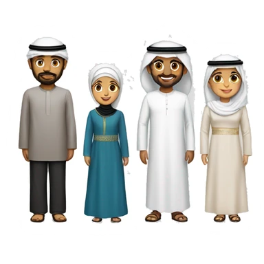 Emirati family, parents, one boy ,one girl sticker