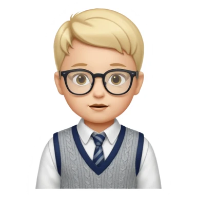 A Baby wearing Nerdy glasses, and a sweater vest over a collared dress shirt  sticker